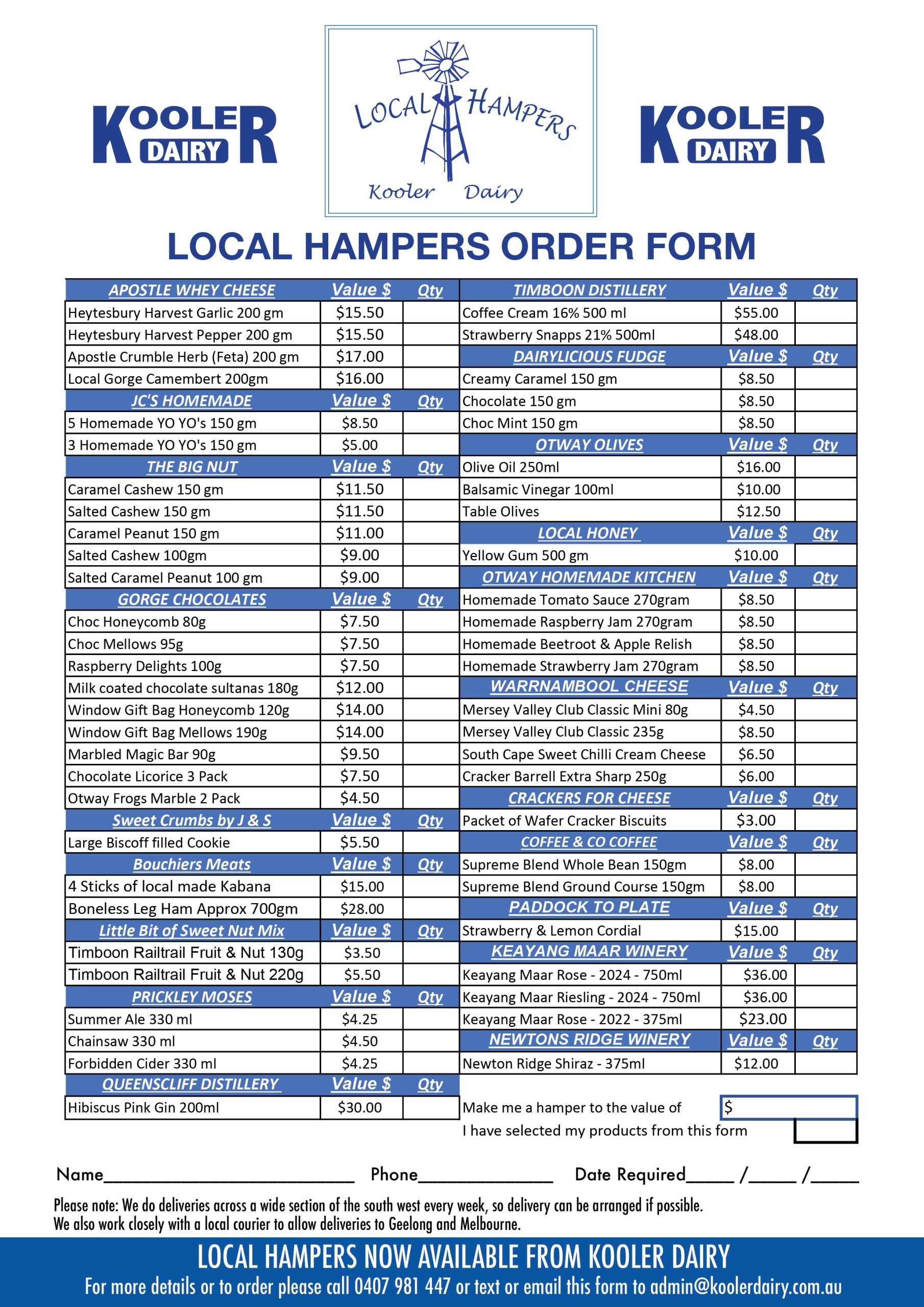 Local Hampers Order Form for distribution Nov 2025